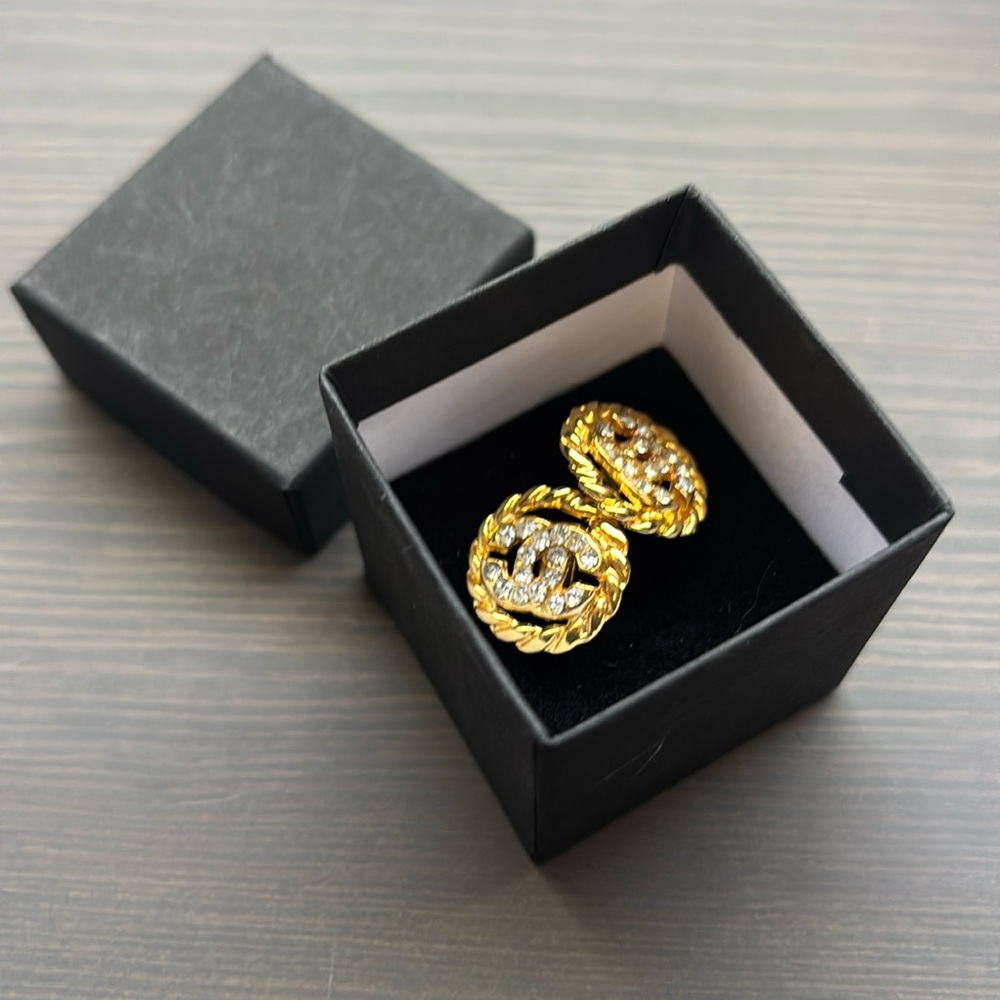 Vintage Chanel costume Sunburst Earrings with Gemstone Accents